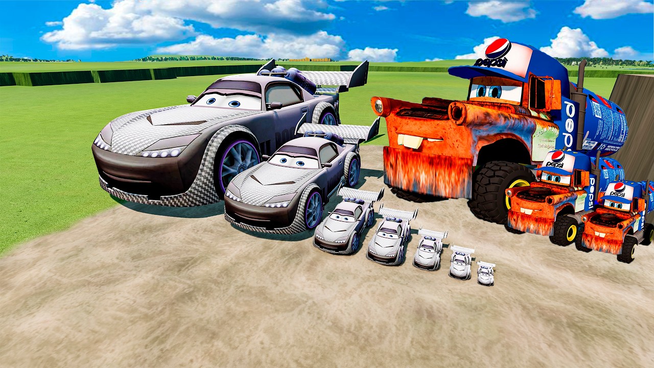 Big Pepsi and Little Pepsi, and their friends, against deadly obstacles and a train BeamNG.Drive