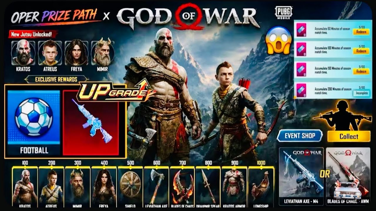 🤗New Collab God Off War In 4.4 Update🎁New Prize Path Coming The God Off War ?🔥New Ultimate set🥰PUBGM