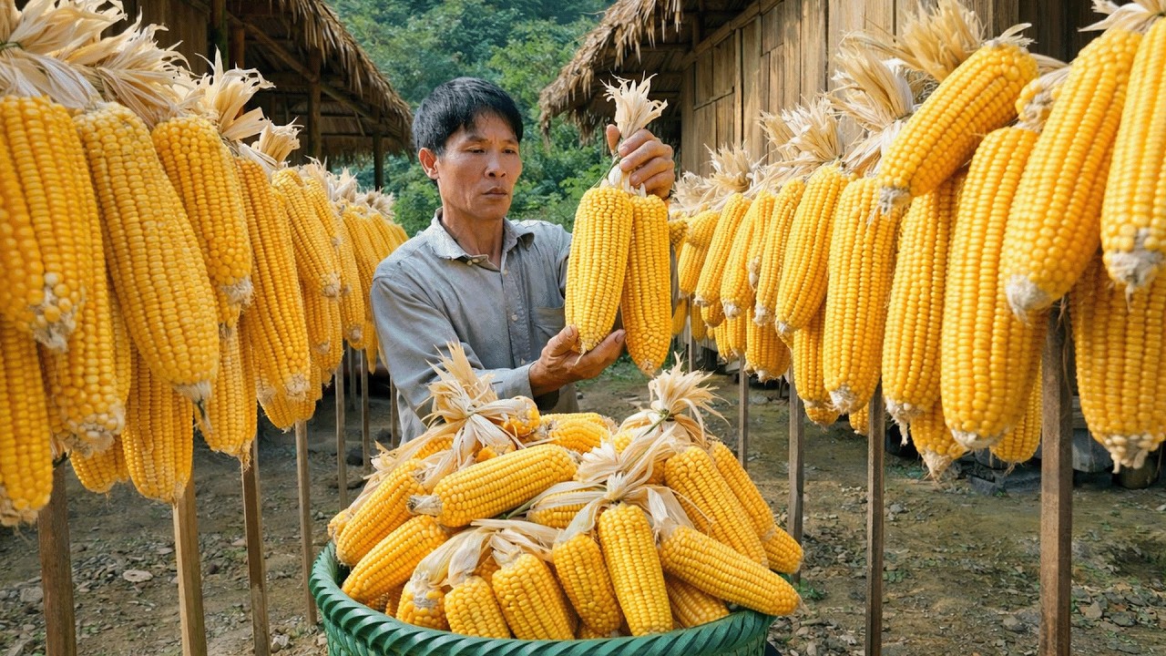 Harvesting & Storing Corn on the Farm | Cooking & Solo Survival Skills Alone