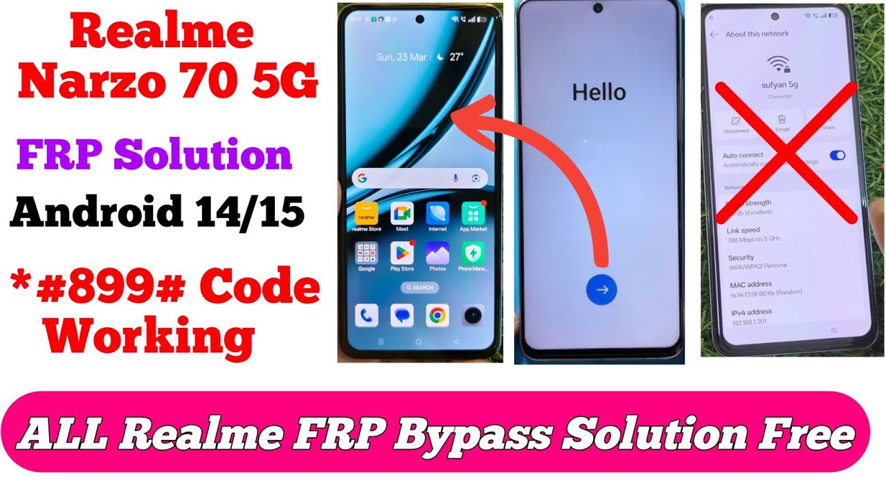 Realme Nazro 70 5G  Narzo 70x Realme Narzo 70 Turbo Frp Bypass Android 14\15 Latest UPDATE New Trick