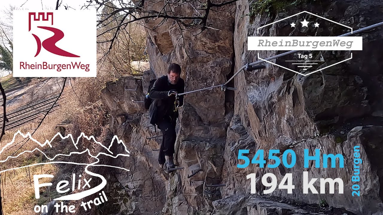 RheinBurgenWeg 5: 30km von Boppard über den Mittelrhein Klettersteig zur Mosel bei Koblenz