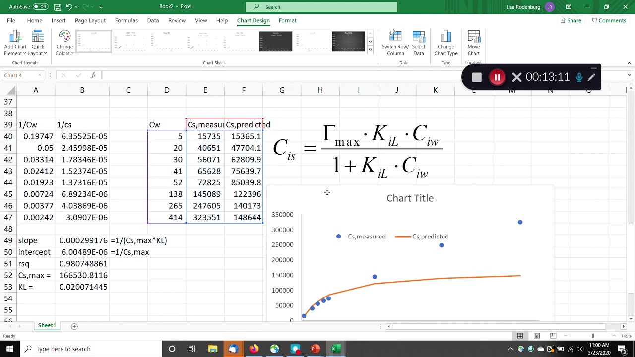 How to fit sorption isotherms to real data in Excel