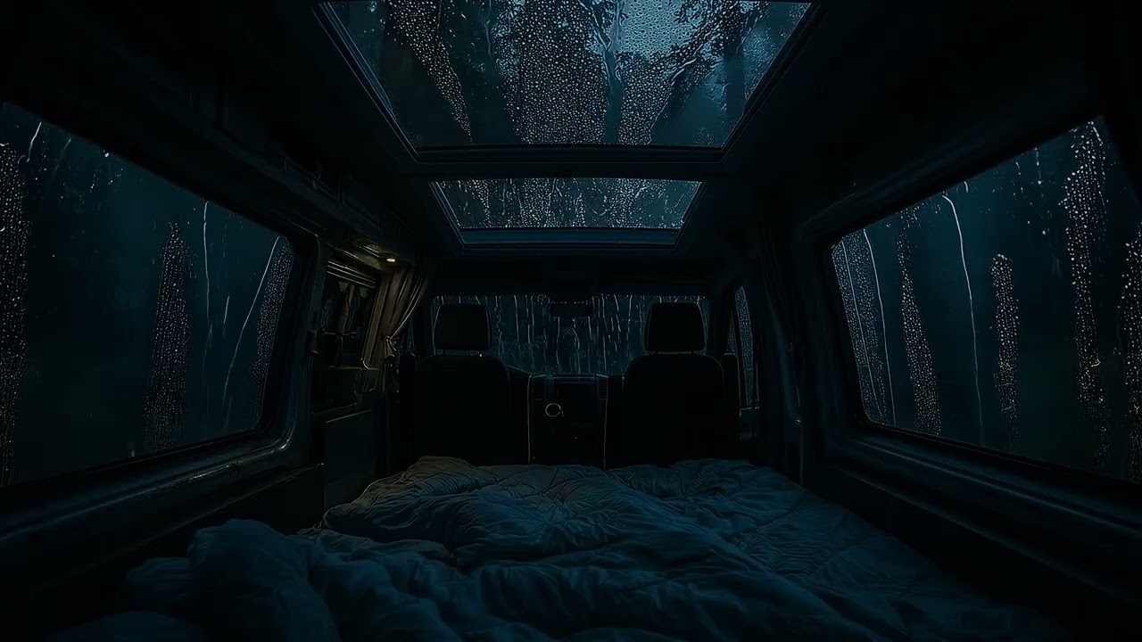 Heavy Rain on Car Roof with Distant Thunder | Cozy Night Ambience for Instant Sleep