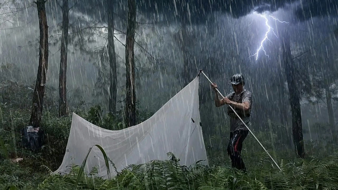 EXTREME BRUTAL THUNDERSTORMS‼️BEST CAMPING IN HEAVY RAIN AND THUNDERSTORMS,LONG HEAVY RAIN ALL NIGHT