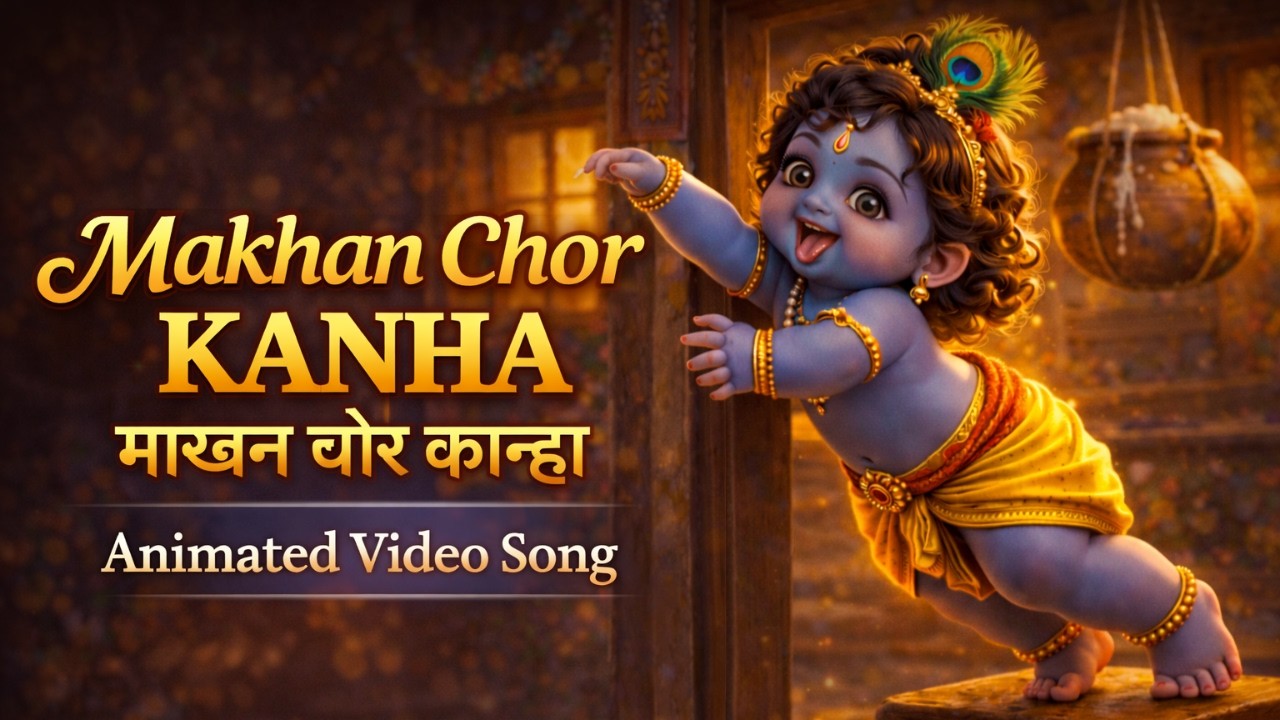 🌟 Makhan Chor Kanha 😊❤️ माखन चोर कान्हा ✨ Krishna Bhajan 🪈🐄