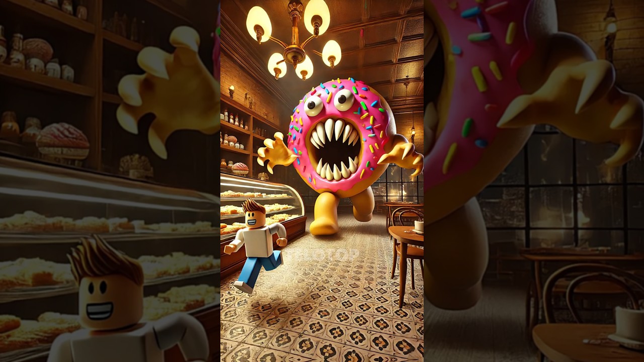 🏃🏃 Running From a Creepy Donut Monster in Roblox! 🍩 #roblox #funny #humor #cartoon #monster #shorts