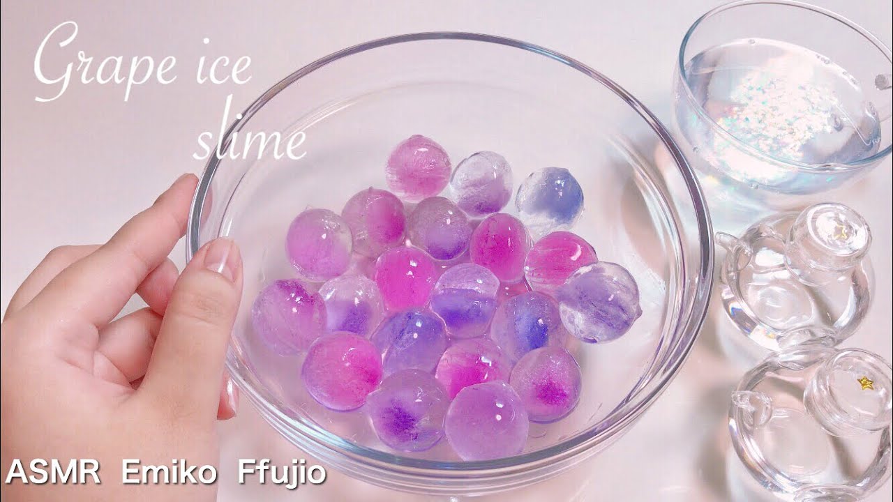 【ASMR】🍇ぶどう色の氷スライム↪︎タプタプスライム Grape colored ice slime 💎【音フェチ】포도색 얼음 슬라임 No talking ASMR