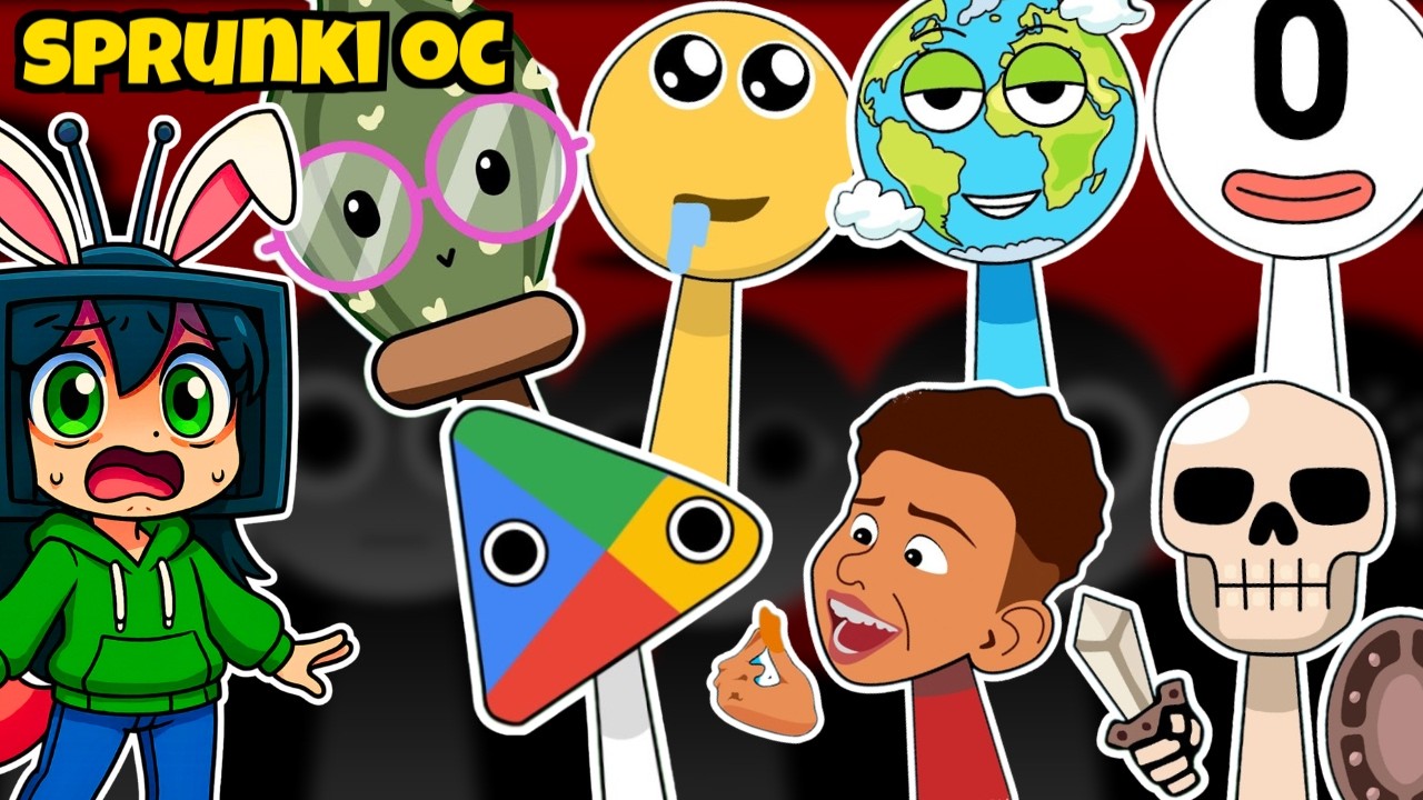 sprunki oc: RAAAH! Skeleton Banging Shield numberblocks, cactuk...