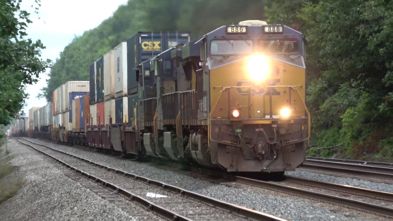 Huge CSX Van Train w New Block Signals at End of Video 4K