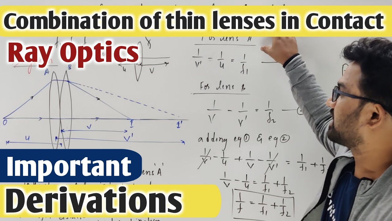 Combination of Lens in Contact | Ray Optics | 2ndPUC Physics Important Derivations
