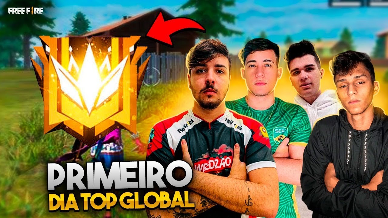 PRIMEIRO DIA TOP GLOBAL FREE FIRE! NOBRU, LEVELUP007, LOUD GS