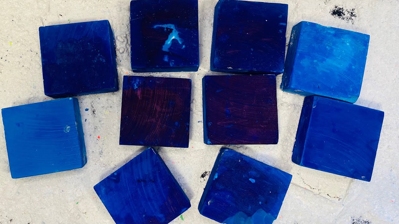 Shades Of Blue mixed texture chalk blocks | Dyed Chalk ASMR | Oddly Satisfying
