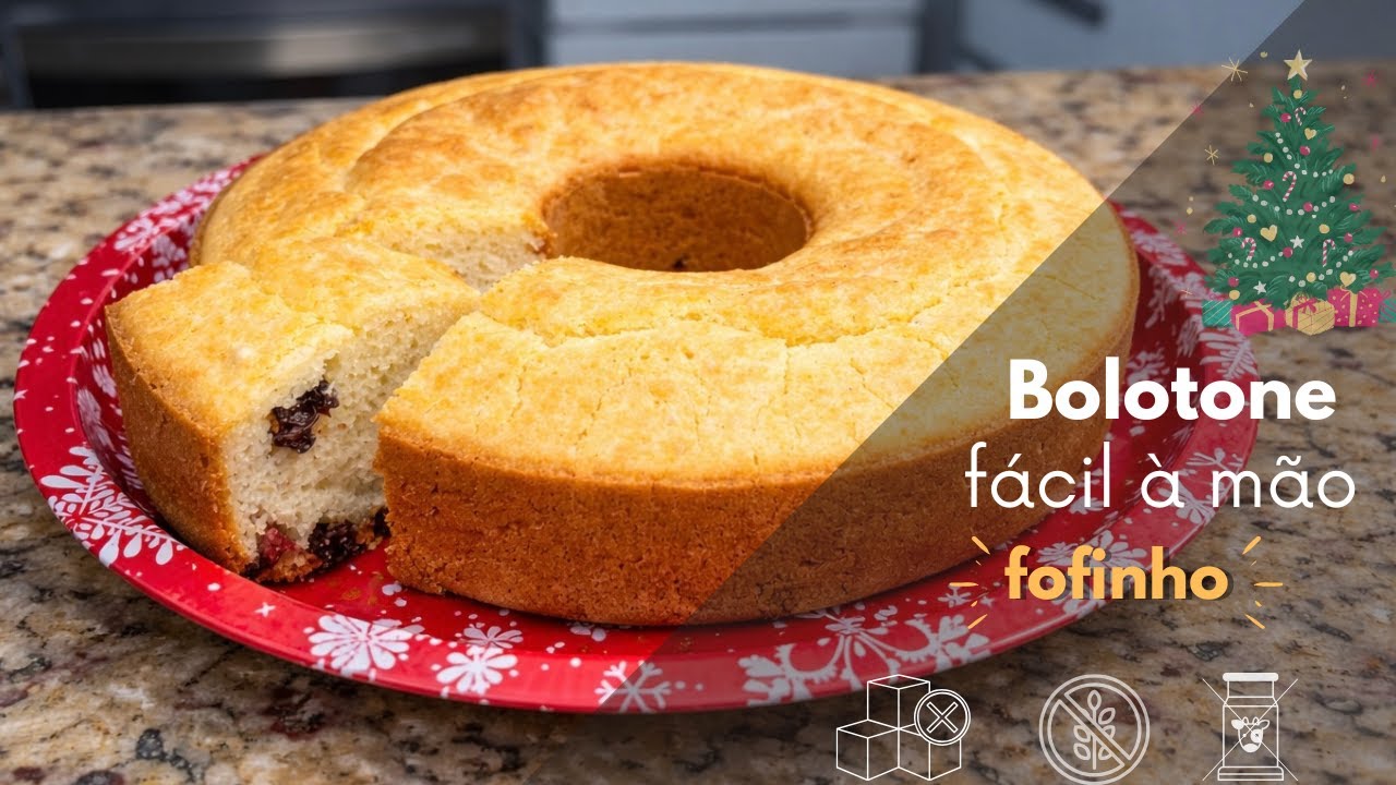 BOLOTONE SEM TRIGO, SEM LEITE E SEM AÇÚCAR PARA O ALMOÇO DE NATAL