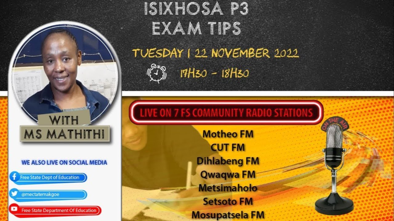 FREE STATE DEPARTMENT OF EDUCATION ISIXHOSA P3 EXAM TIPS