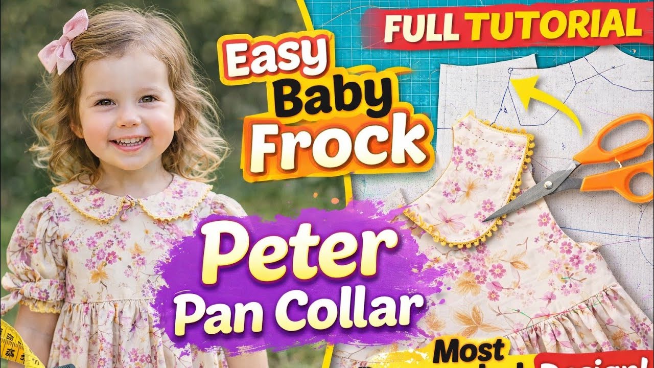 Peter pan collar Baby frock Cutting and Stitching‌