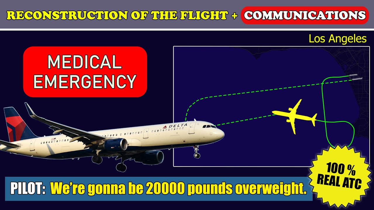 Medical emergency. OVERWEIGHT LANDING | Delta Airbus A321 | Los Angeles, ATC