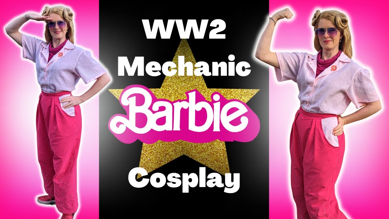 I Made WW2 Mechanic BARBIE - If Barbie Lived in the 1940's - Sewing Pink World War 2 Uniform Cosplay