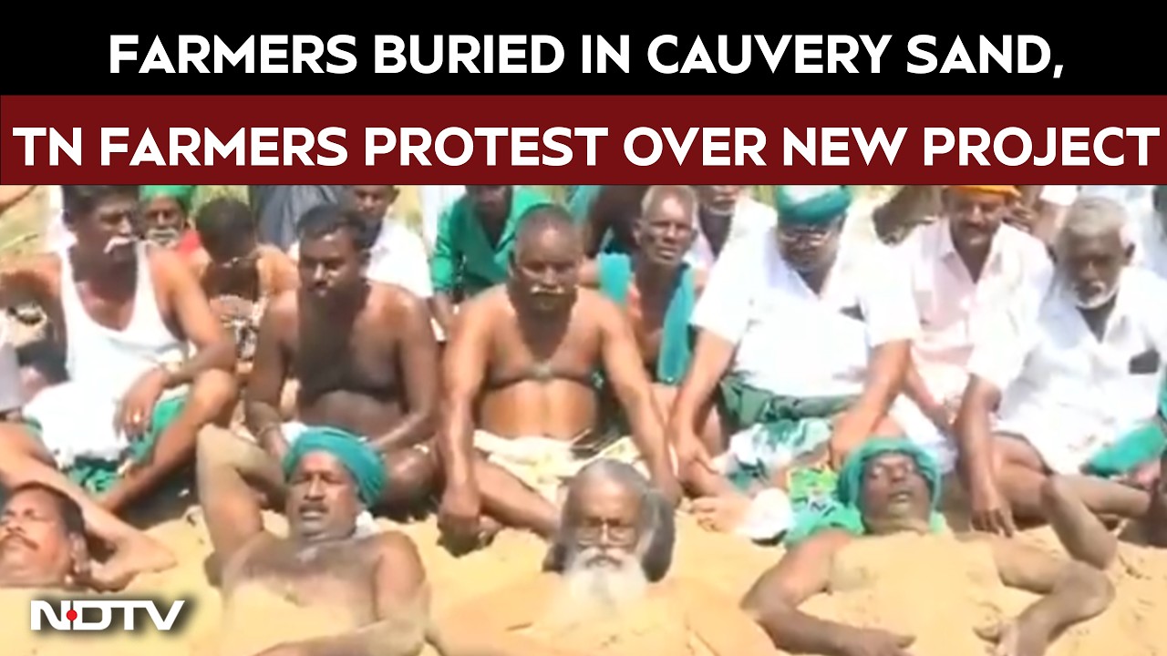 Tamil Nadu Farmers Stage Neck-Deep Cauvery River Protest Against Karnataka's Mekedatu Dam Project