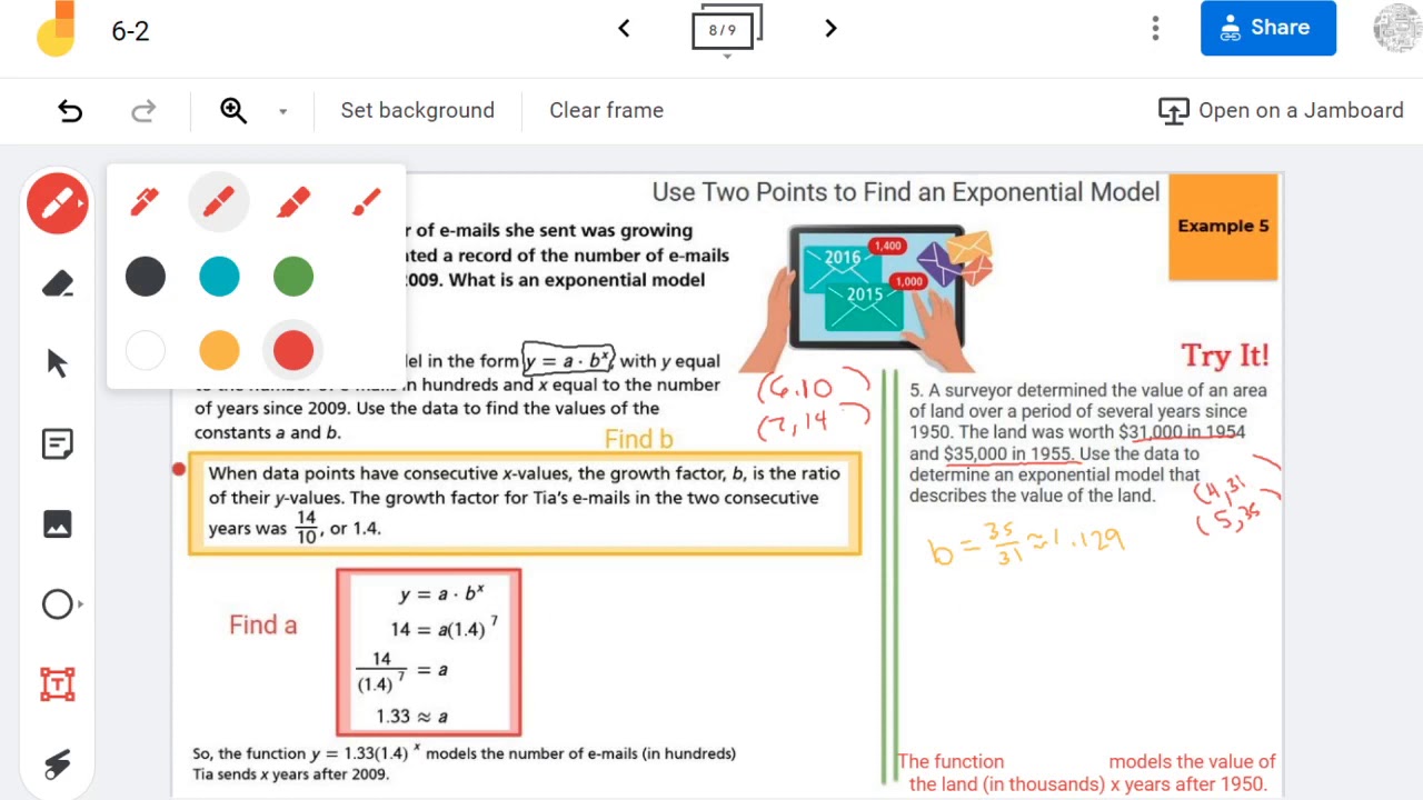 Use Two Points to Find an Exponential Model