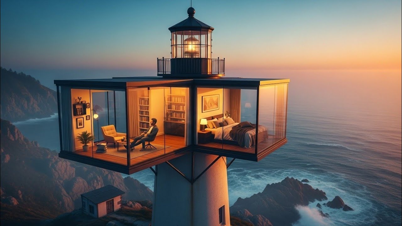 Building a Secret Room on Top of a Lighthouse by the Ocean (ASMR Construction)