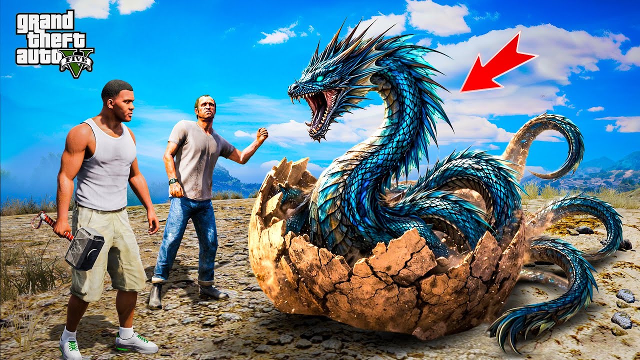 Franklin Find a Leviathan Egg That Hatches Into a Giant Monster in Gta 5 (MODS)