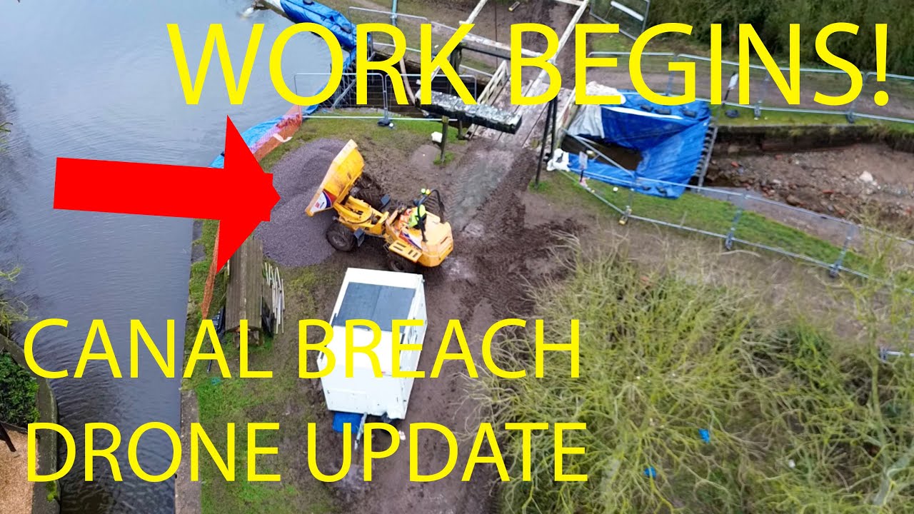 Whitchurch Canal Breach Update, Repair Work Starts! With Commentary (2ndFeb)