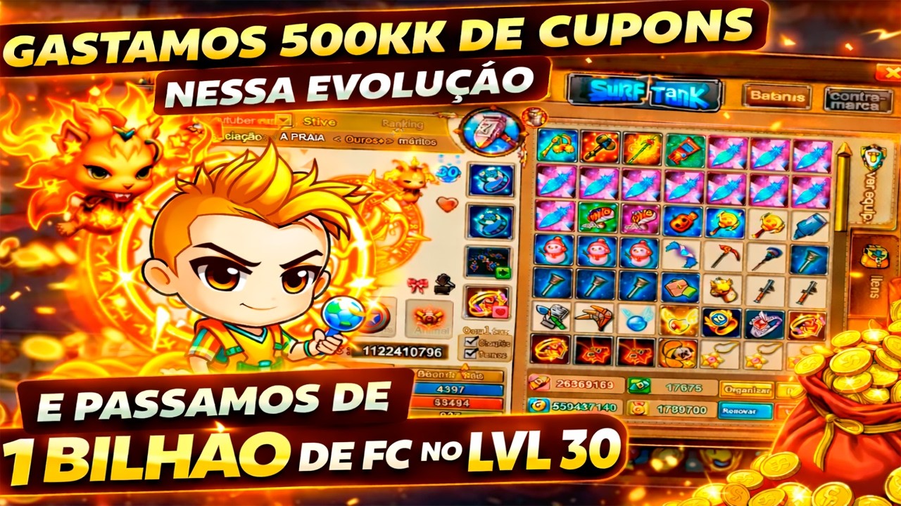 SURFTANK 13.1 - GASTAMOS 500KK DE CUPONS E PASSAMOS DE 1 BILHÃO DE FC NO LVL 30 (DDTANK)