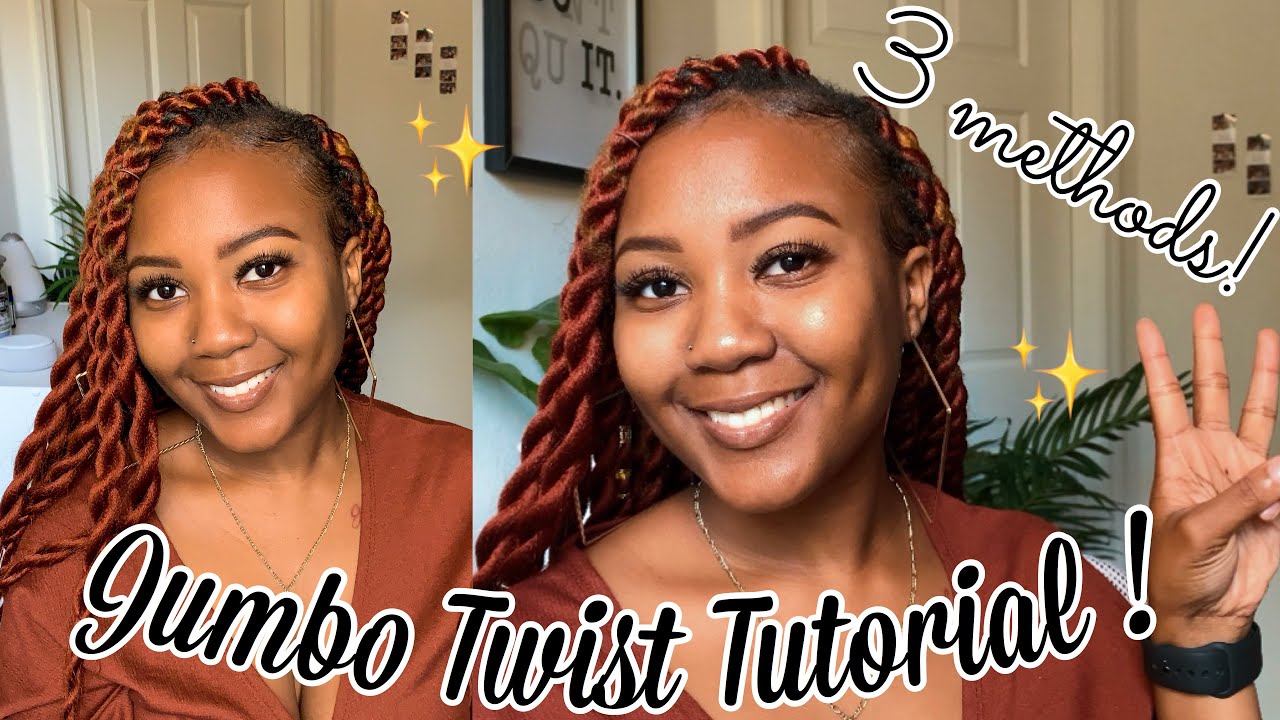 JUMBO TWISTS TUTORIAL *3 EASY WAYS* ! RUBBERBAND, BRAID IN, SENEGALESE| LEXJAYY