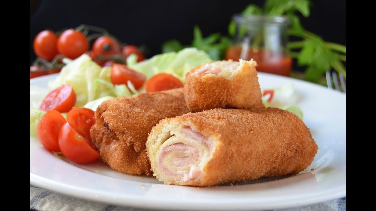 Flamenquines de pan de molde, jamón y queso