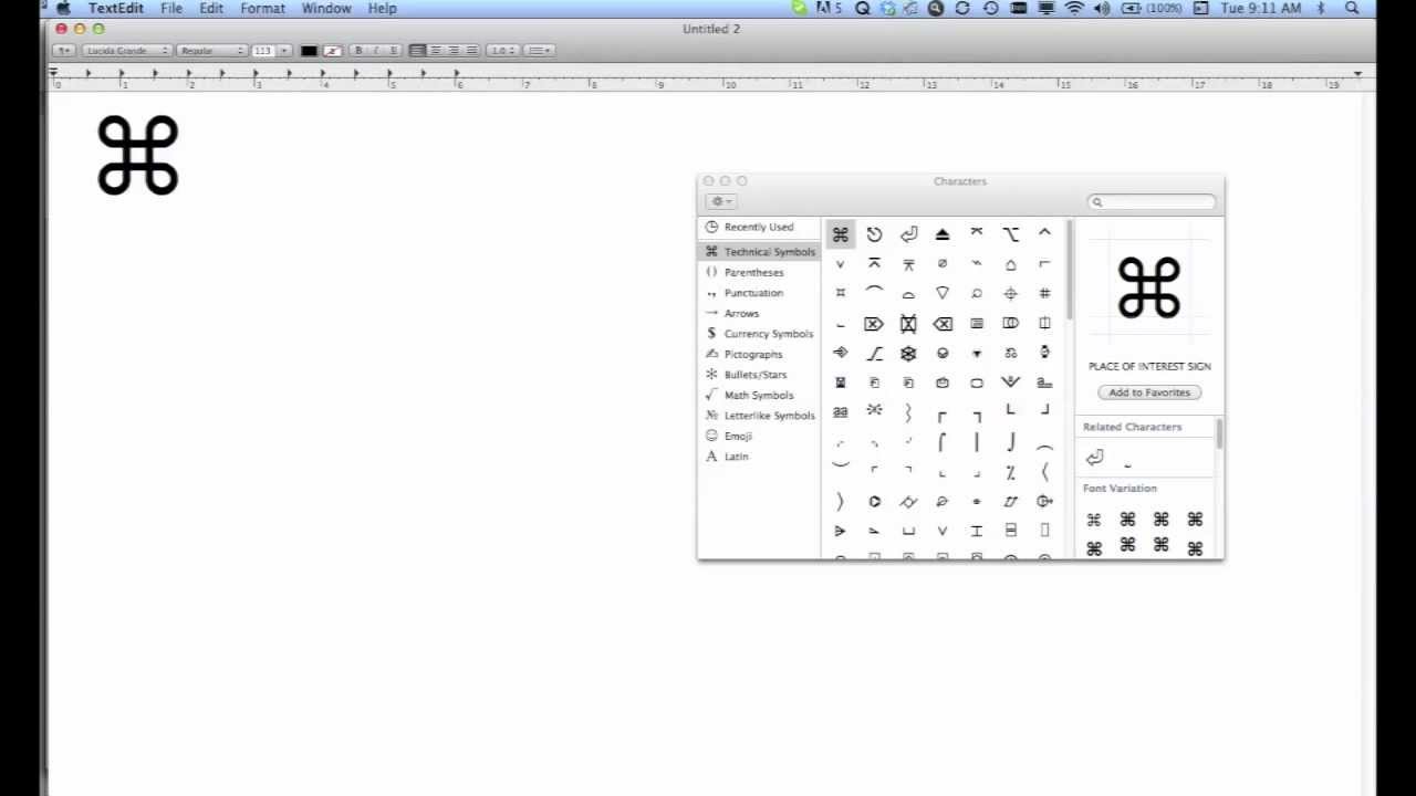 How To Insert Command Symbol on Mac OSX (Lion)