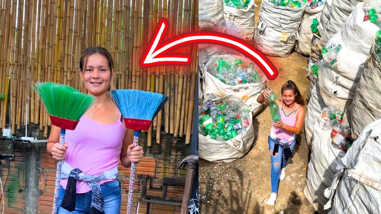 12 botellas plásticas se transforma en linda escoba