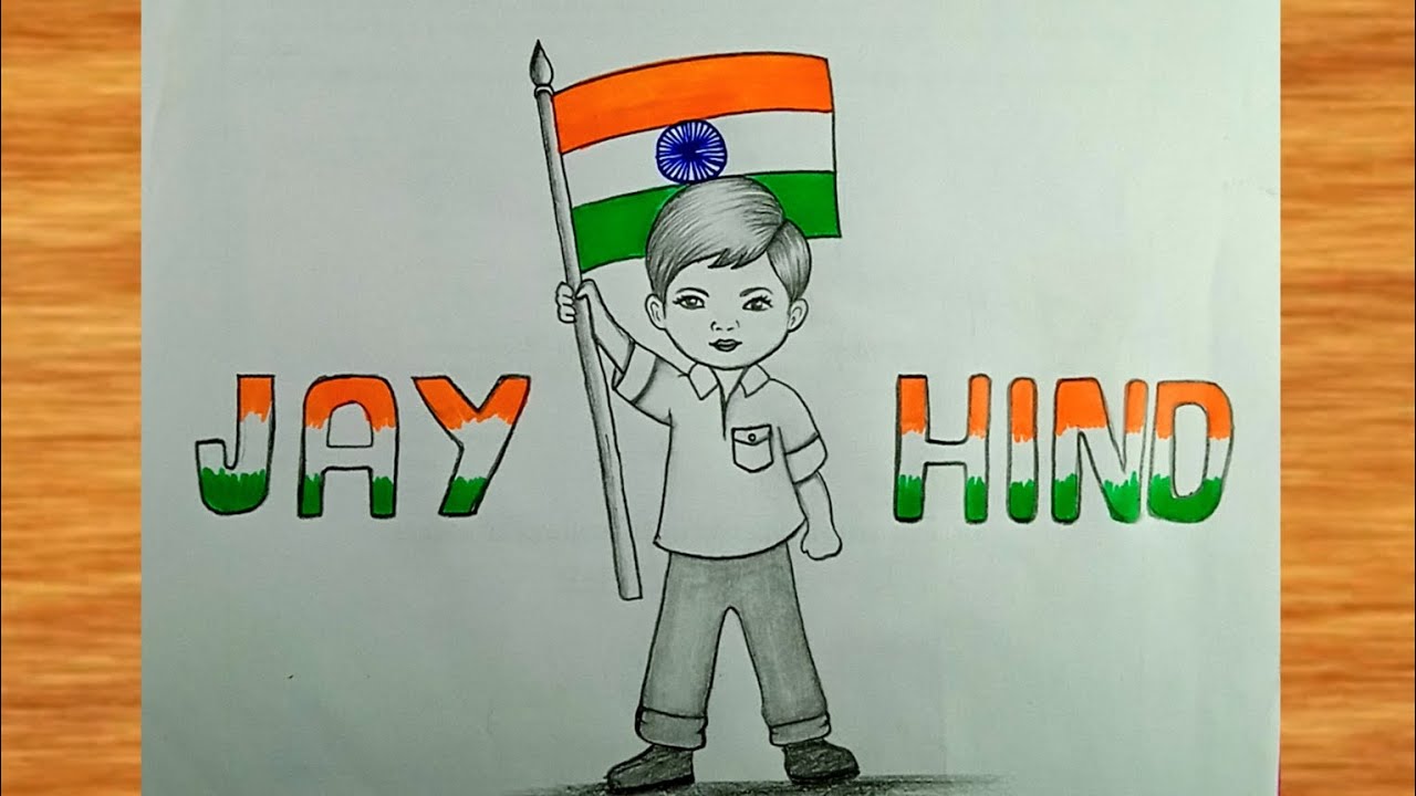 Republic day Drawing / boy holding flag Drawing / Boy drawing easy / Republic day special Drawing