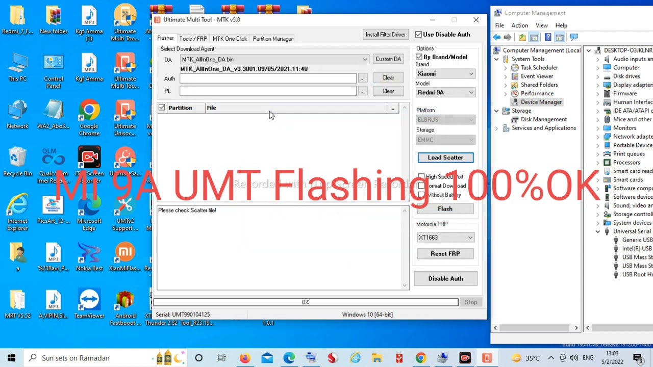 Mi 9A flashing UMT 100%ok file  Mi  handling logo 🔐
