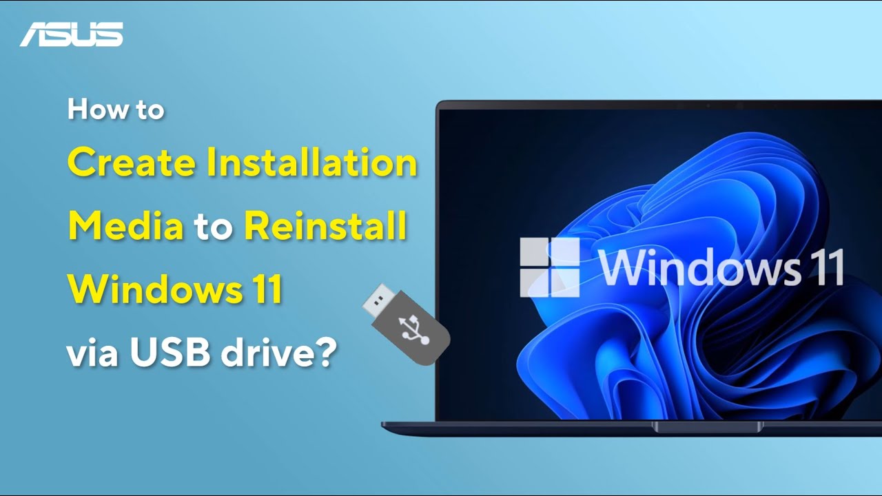 Как создать установочный носитель для переустановки Windows 11 через USB-накопитель?  | ASUS SUPPORT