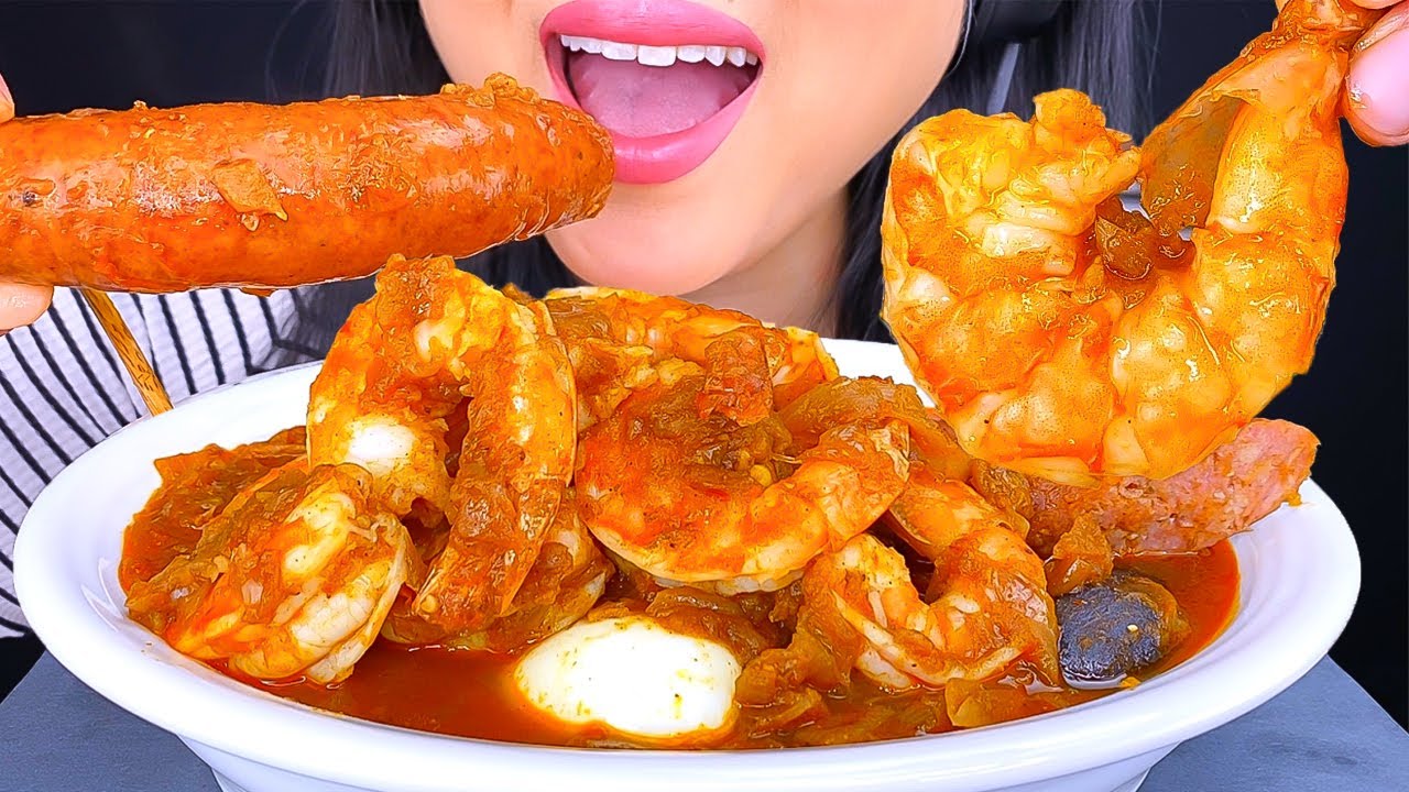 ASMR SHRIMP SOFT BOIL EGGS POTATO SEAFOOD BOIL MUKBANG (EATING SOUNDS) ASMR Phan