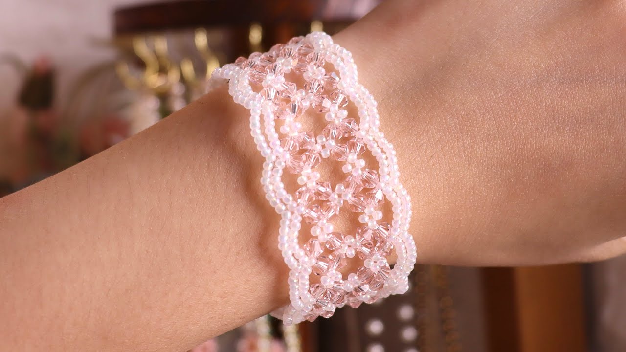 How to Make This Beaded Bracelet 🌸 Lace Blossom | Pulsera de Cuentas | ビーズブレスレット | 비즈 팔찌