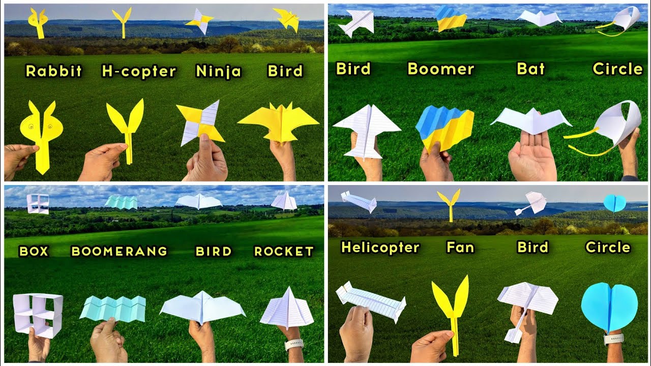 Best 16 flying paper helicopter plane, top paper flying plane, all flying paper bird toy, 16 plane