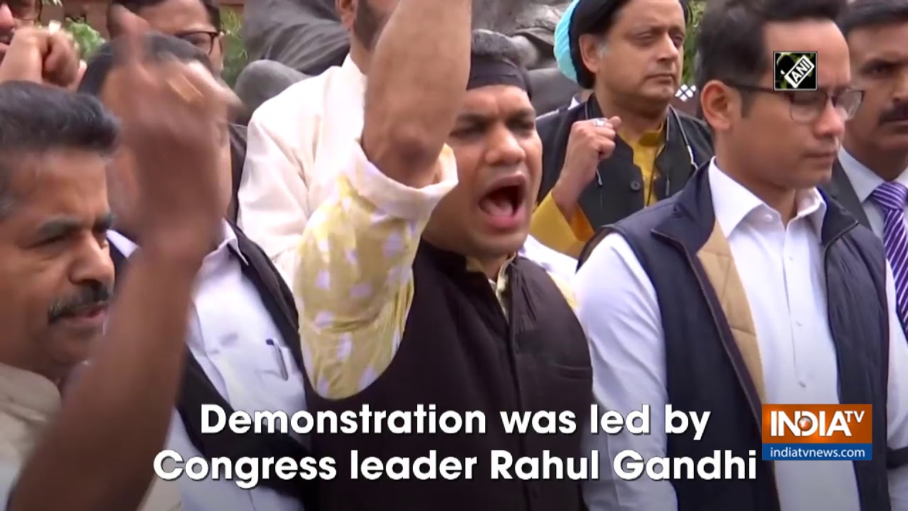 Congress protests inside Parliament premises demanding Amit Shah's resignation