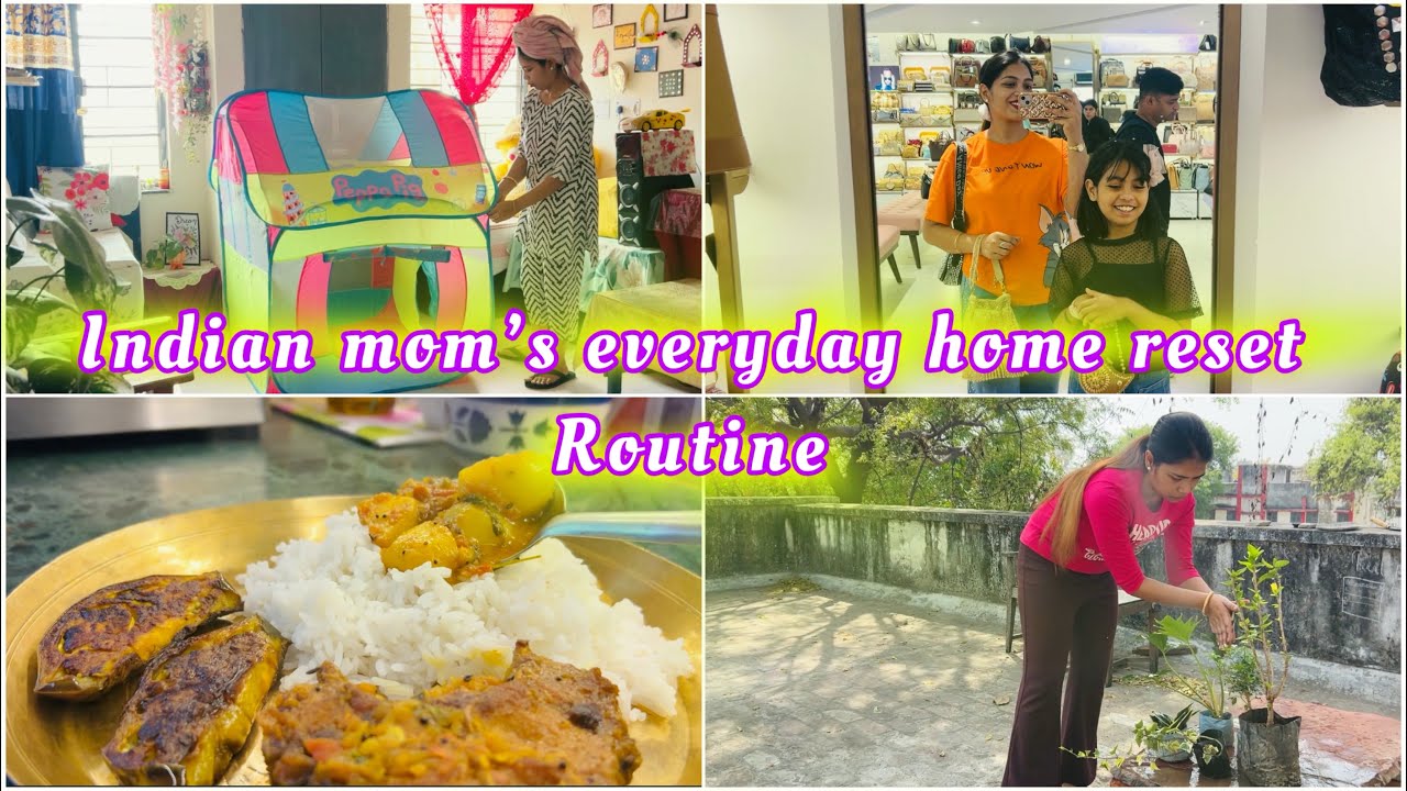 Indian mom&rsquo;s everyday home reset routine | plants haul | cooking cleaning and organising #dailyvlog 