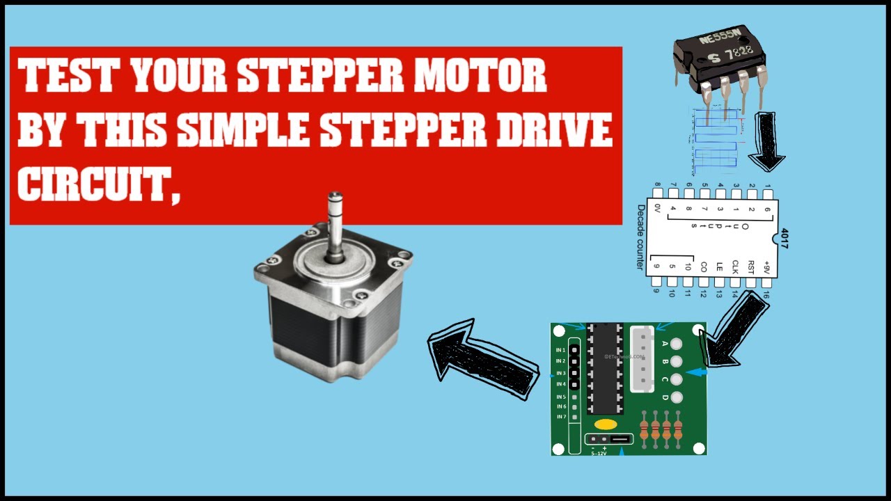 (DIY)How to make your stepper drive using timer555 IC, counter4017 & ULN2003 to test unipolar motor?