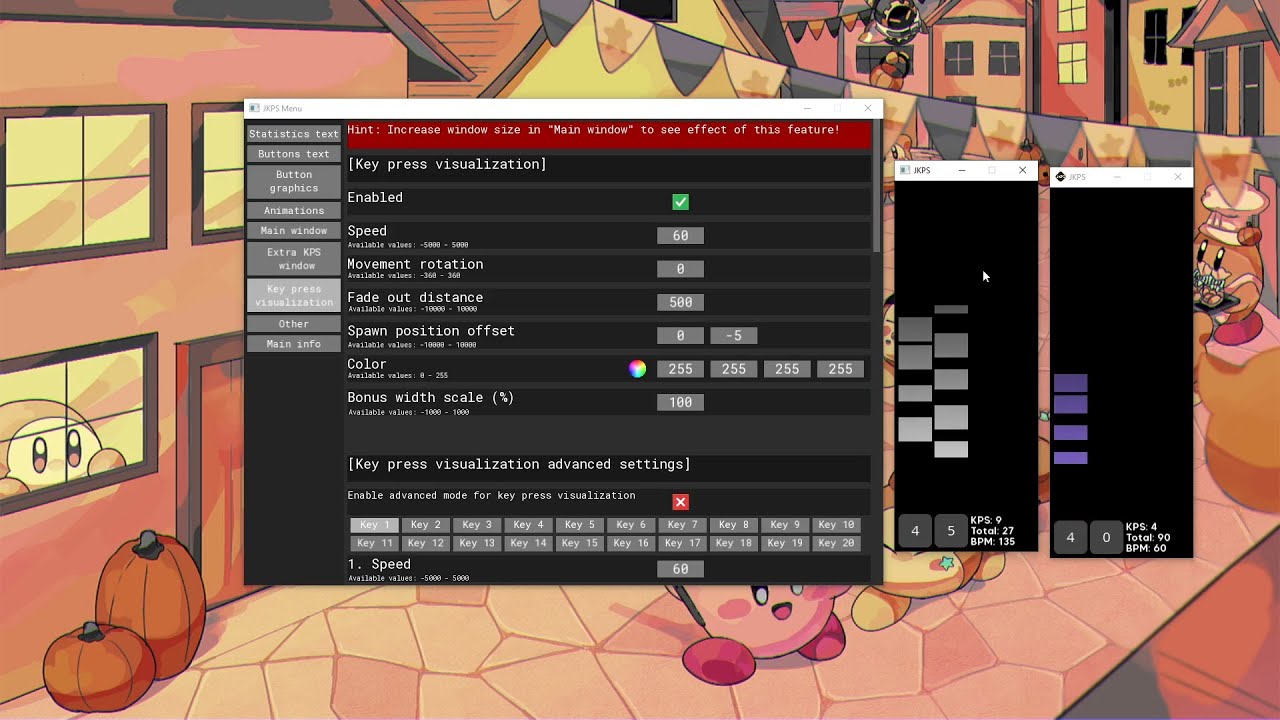 osu! KPS Key Overlay for OBS (+ transparent background)