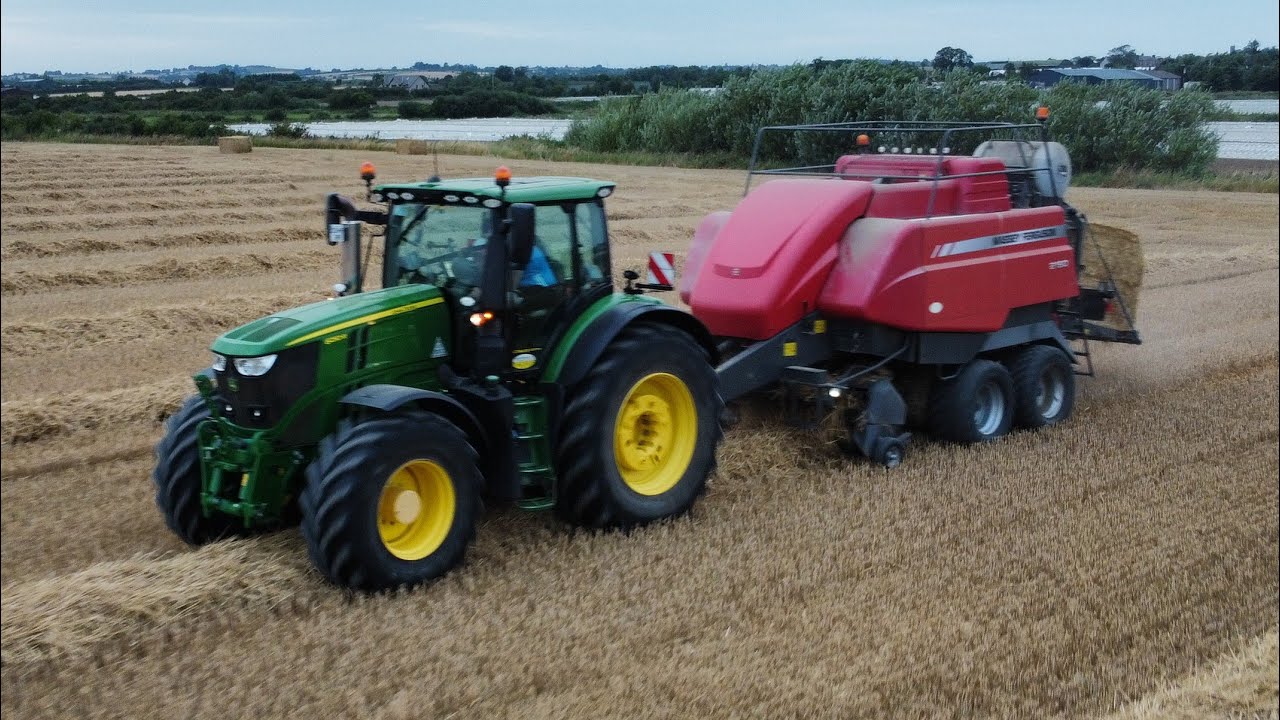 Square Baling with JOHN DEERE 6250R & MF 2190