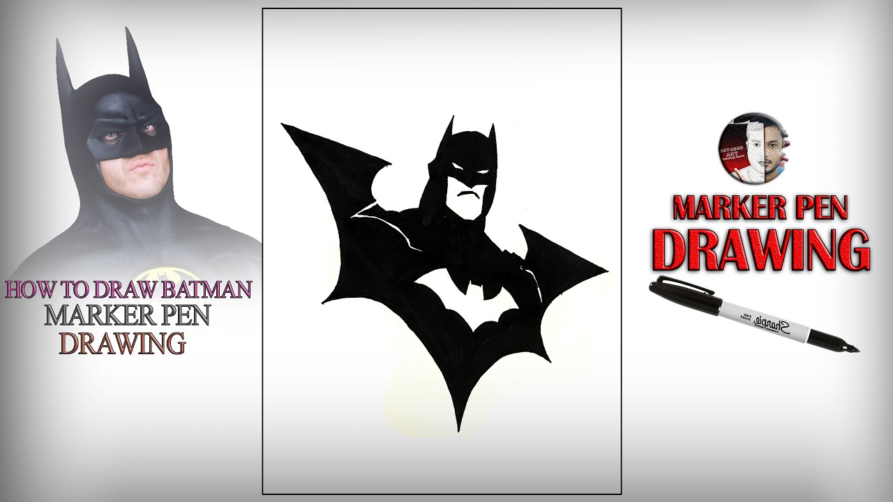 How to Draw Batman Logo【Marker Pen Drawing】 Easy Drawing ▶ Art Azad