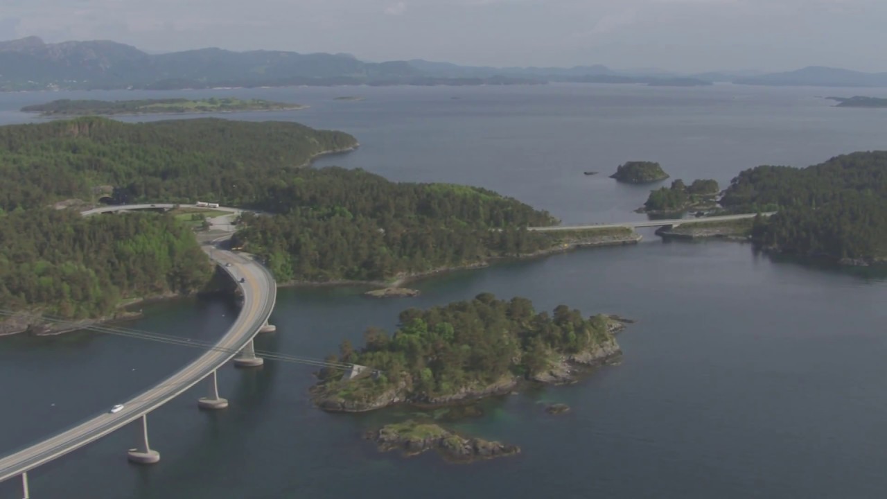 Leirvik, bostadsplattform, Stordabrua, Bømlabrua, Trekantsambandet - Flying Over Norway