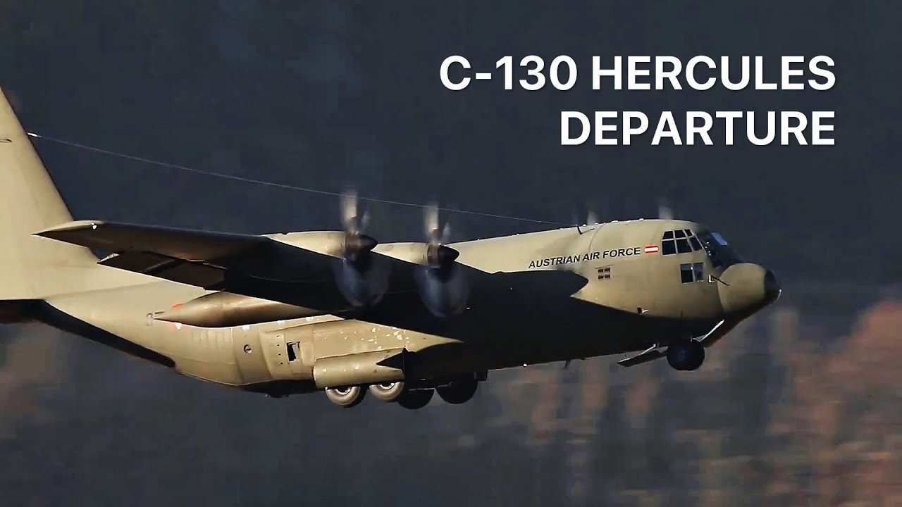 AUSTRIAN AIR FORCE SMOKY C-130 DEPARTURE AT INNSBRUCK