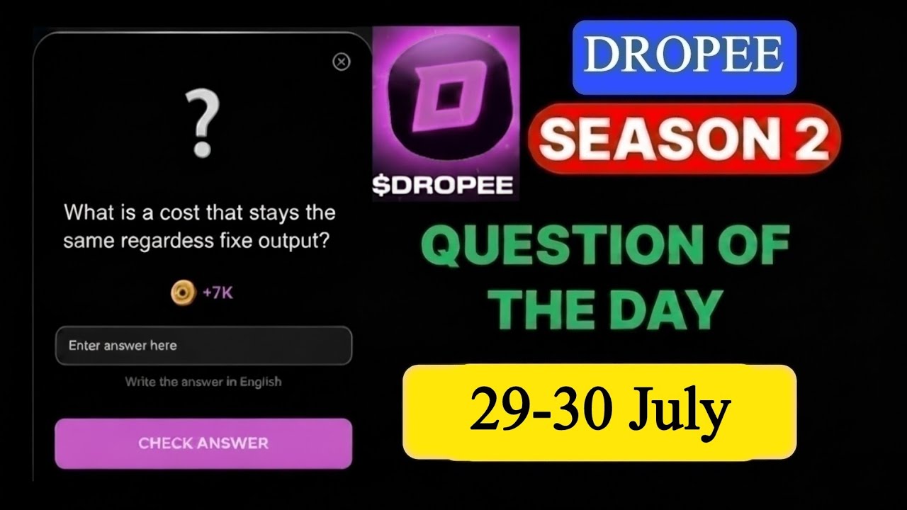 Dropee Season 2 Question of the Day July 29 | Dropee Question of the Day | Dropee Daily Question