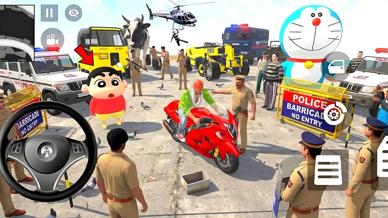 Shinchan Challenge Me For mega Ramp 💥😱 Indian Theft Auto Simulator 💥🤩 Police Station Update Car Bike