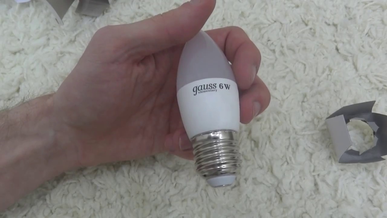 Обзор Светодиодная лампа Gauss LED Elementary Candle 6W E27 4100K 33226