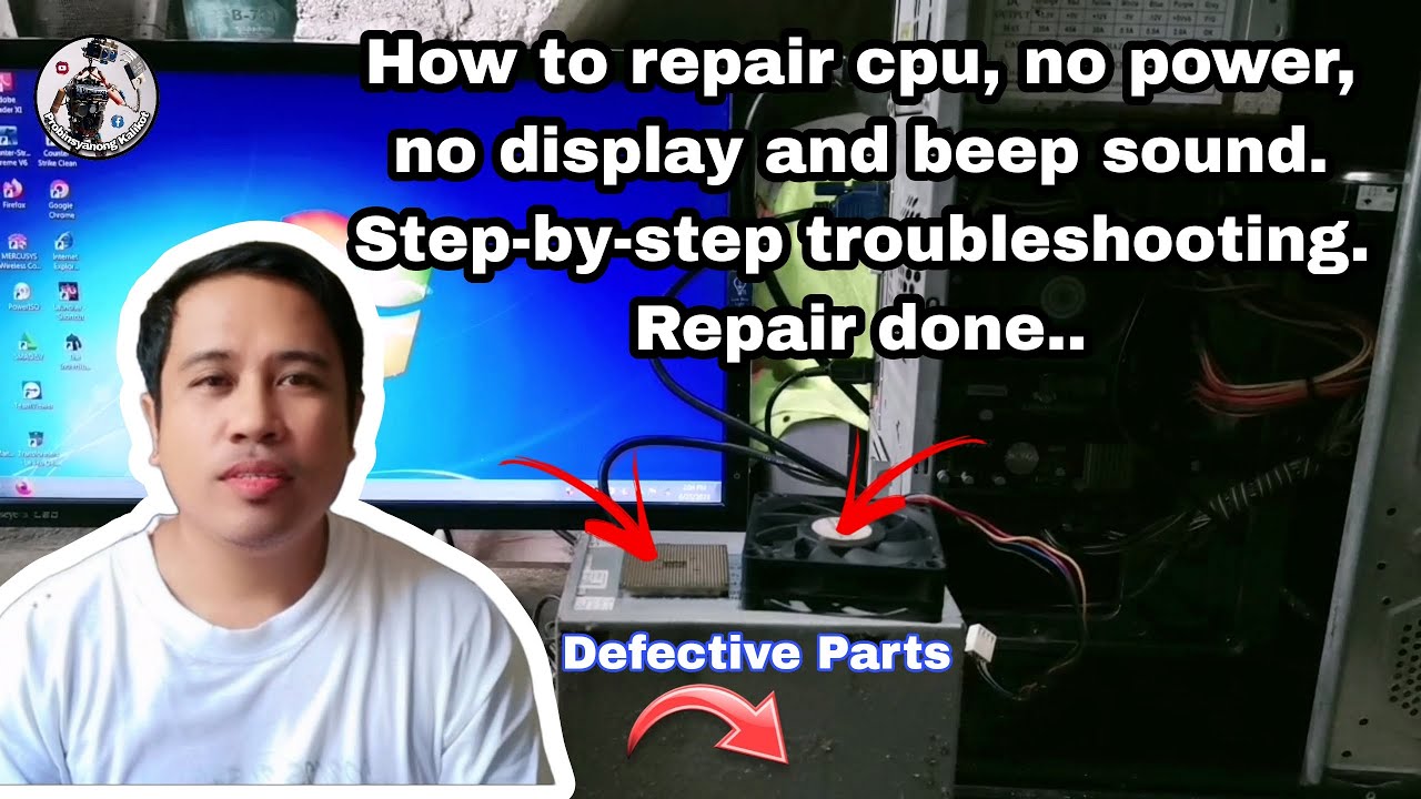 How to repair cpu, no power, no display and beep sound. Step-by-step troubleshooting. Repair done..