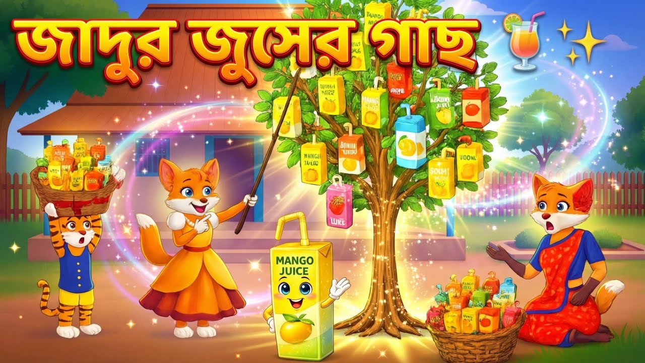 জাদুর জুসের গাছ 🍹✨ | Magical Juice Tree Story in Bangla | Fox Cartoon Moral Story | Bengali Cartoon